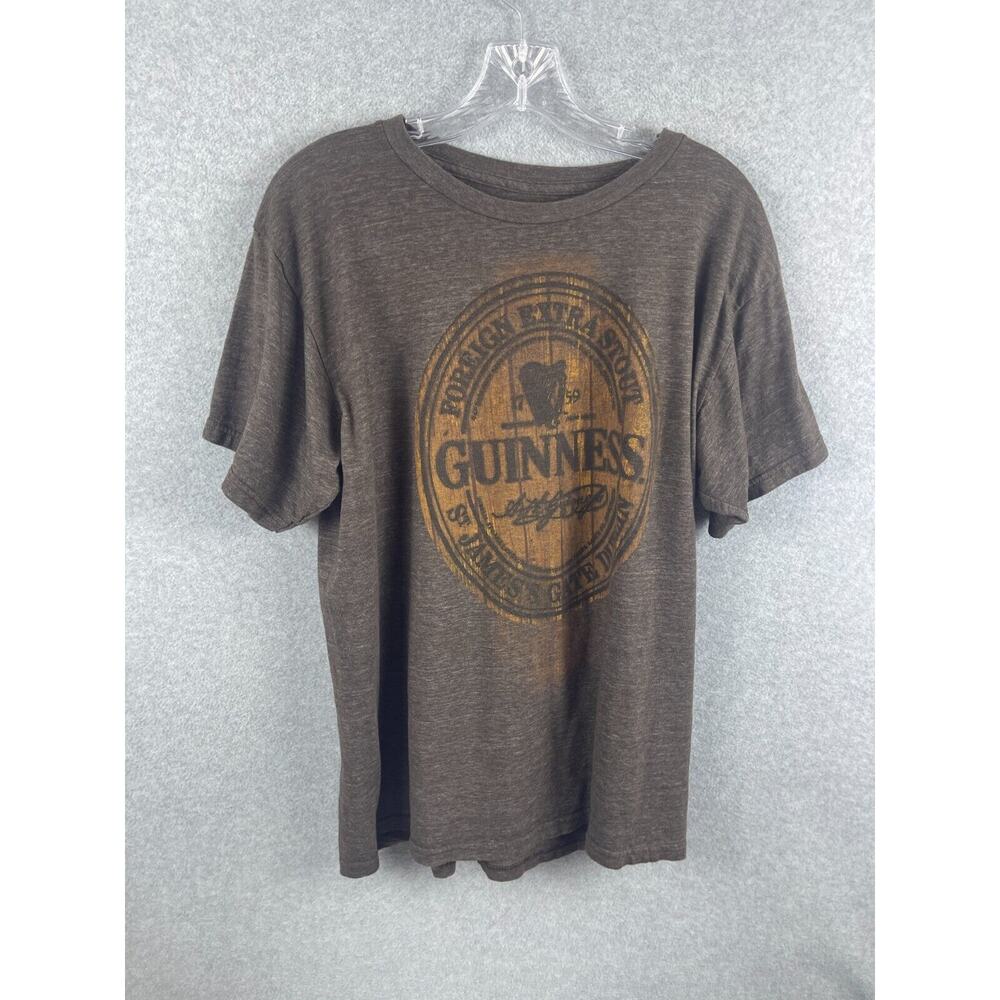 Guinness‎ Beer Shirt Men's XL Brown Short Sleeve Brewery Bar Tee Irish Stoudt